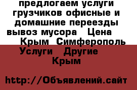 предлогаем услуги грузчиков!офисные и домашние переезды!вывоз мусора › Цена ­ 250 - Крым, Симферополь Услуги » Другие   . Крым